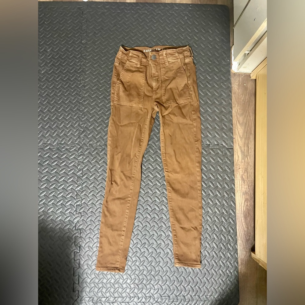 Women’s AE brown hi-rise jeggings size 0 short